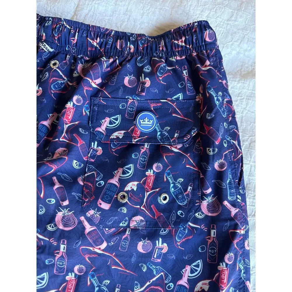 Peter Millar Seaside Mesh Liner Blue Shark Martini Swimtrunk Size M *EUC